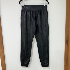 Commando Faux Leather Joggers Women Size S Black Elastic Waist | Edgy Streetwear